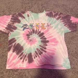 tie dye grateful dead cropped t shirt